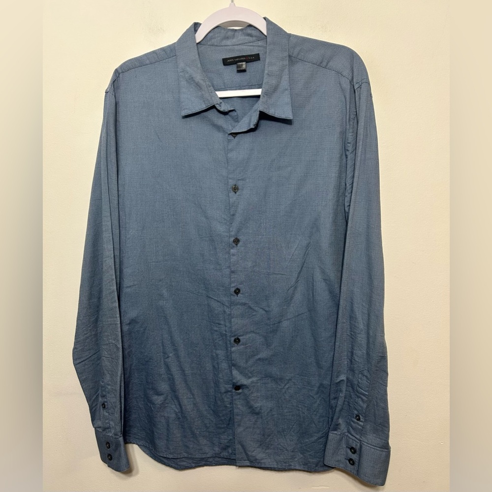 John Varvatos Star USA Vanderbilt Textured Cotton Slub Weave Button Up Shirt - Picture 2 of 8